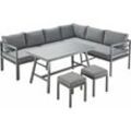 Dining Lounge Set Columbia Sitzgruppe Garten Möbel Ecksofa Grau 5tlg - Trendline