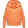 Kapuzensweatjacke RAGWEAR "Taila", Damen, Gr. XXXL (46), orange (pfirsich), Sweatware, Material: 70% Baumwolle, 30% Polyester, casual, weit hüftlang, tiefer Rundhals, Langarm Ärmel ohne Ärmelschlitz Rippbündchen, Sweatjacken, modische Damen Sweatjacke mit Kapuze