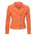 Lederjacke MAZE "42021160" Gr. L, orange (pumkin), Damen, Obermaterial: 100% Ziegenvelour / Innenfutter: 100% Baumwolle/ Ärmelfutter: 100% Baumwolle, Jacken