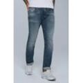 Regular-fit-Jeans CAMP DAVID Gr. 29, Länge 30, blau, Herren, Material: 96% Baumwolle, 3% Polyester, 1% Elasthan, Jeans Münztasche mit Ziernaht