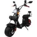 E-Motorroller ROLEKTRO "E-Chopper 45, 2 x 60V-25,6Ah Lithium-Akku, 3000 Watt" Elektromotorroller schwarz (schwarz, schwarz) bis zu 108 km Reichweite, mit USB-Anschluss und integr. Alarmanlage