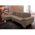 Ecksofa CALIA ITALIA "Glamour, italienisches Designsofa, tollem Sitzkomfort zum Entspannen", braun (café), B:274cm H:79cm T:94cm, Webstoff (50% Baumwolle, 50% Polyester), Sofas, mit tollem Lederbezug und Designfuß, L-Form