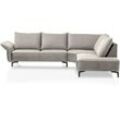 Ecksofa TRENDMANUFAKTUR "Glamour, aktuelle Formensprache, L-Form, mit hochwertigem Kaltschaum" Sofas Gr. B/H/T: 313cm x 86cm x 232cm, Samtoptik-Struktur grob, langer Schenkel links, grau (cloud gray-quiet grey) höhenverstellbarer Armlehne, Wendekissen für tollem Sitzkomfort