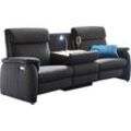 Sofa HOME AFFAIRE "Turin", grau (anthrazit), B:222cm H:107cm T:102cm, Sofas, 2-Sitzer-Sofa, mit motorischer Relaxfunktion, Tisch, Leuchte + USB-Ladestation