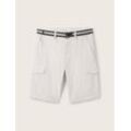 TOM TAILOR Herren Regular Cargoshorts mit Gürtel, beige, Uni, Gr. 28