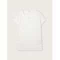 TOM TAILOR Damen Plus - T-Shirt mit Materialmix, weiß, Uni, Gr. 46