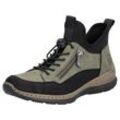 Slip-On Sneaker RIEKER Gr. 36, schwarz (khaki, schwarz) Damen Schuhe Boots Schlupfschuh, Freizeitschuh mit Schnellverschluss