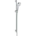 Brausegarnitur HANSGROHE "Croma Select E", weiß (weiß, chrom), Messing, Brausegarnituren, 11cm, wassersparend 9 l/min, mit Duschstange 90cm, Weiß/chrom