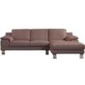 Ecksofa EGOITALIANO "Shakira, Design und super Sitzkomfort auf hohem Niveau, tolle Details" Sofas Gr. B/H/T: 236 cm x 84 cm x 152 cm, Leder BULL, Recamiere rechts, beige (safari) mit Recamiere, L-Form, edle Füße