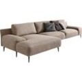 Ecksofa DESIGNWERK "Forma, zeitloses Designsofa mit aktuellem Fuß, L-Form", beige (liver), B:344cm T:162cm, 100% Polyester, Struktur 98% Polyester, 2% Acryl, Sofas, in hochwertiger Verarbeitung und tollem Sitzkomfort