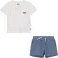 Shirt & Shorts LEVI'S KIDS "LVB BATWING TEE KNIT SHORT S" Gr. 3M (62), rot (cloud dancer) Baby KOB Set-Artikel Outfits mit Markenlabel