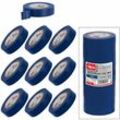 Dema - Isolierband Klebeband 10er Set Blau 15mm x 10m Eelektriker Tape selbstklebend