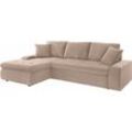 Ecksofa TRENDMANUFAKTUR "Indie II, tolle Detailverarbeitung, bequem und komfortabel im Sitz", grau (taupe), B:246cm H:86cm T:155cm, Struktur fein (100% Polyester), Luxus-Microfaser (100% Polyester), Struktur (100% Polyester), Sofas, XL und XXL, wahlweise mit Bettfunktion, L-Form