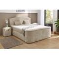 Boxspringbett JOCKENHÖFER GRUPPE "Pia, inklusive Strauraum im Fussteil", beige (beige 330, 17), B:199cm L:246cm, Bezug Bett: Chenille (100% Polyester), Topper und Matratzenspiegel: 100% Polyester, Komplettbetten, 7-Zonen-TTFK-Mmatratze, KS-Topper, verschiedene Härtegrade wählbar