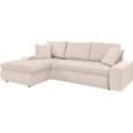 Ecksofa TRENDMANUFAKTUR "Indie II, tolle Detailverarbeitung, bequem und komfortabel im Sitz" Sofas Gr. B/H/T: 246cm x 86cm x 155cm, Struktur fein, Recamiere links, mit Bettfunktion, beige XL und XXL, wahlweise mit Bettfunktion, L-Form