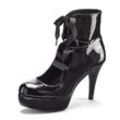 High-Heel-Sandalette LASCANA BELLE AFFAIRE Gr. 36, schwarz Damen Schuhe Schnürpumps Schnürstiefelette Schaftpumps Plateaustiefeletten Halbschuh, Sandalette, Stiefelette mit Plateau, Lackoptik