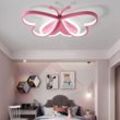 Dimmbare Kinderlampe, led Deckenleuchte für Kinderzimmer Mädchen Jungen, Schlafzimmer Deko Decke Lampe, rosa Schmetterling Tiere Design, Acryl-schirm