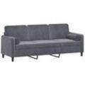 3-Sitzer-Sofa mit Zierkissen Dunkelgrau 180 cm Samt vidaXL