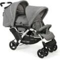 Geschwisterwagen CHIC4BABY "Duo, Melange grau", Baby, grau (melange grau, weiß), Kinderwagen, mit feststellbaren Doppelschwenk-Vorderrädern