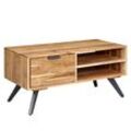 KADIMA DESIGN Massiver Couchtisch aus Holz und Metall, Trendiges Design, Viel Stauraum, Stabile Standbeine