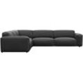 Ecksofa FLEXLUX "Lucera, super bequem durch hochwertigen Sitzaufbau mit Kaltschaum", schwarz (deep schwarz), B:319cm H:73cm T:285cm, 100% Echteder, Sofas, modern & anschmiegsam, L-Form, Designsofa