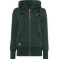 Kapuzensweatjacke RAGWEAR "NESKA DOTS MULTICOLOR ZIP O" Gr. L (40), grün (green) Damen Sweatjacken Longsleeve Jacke im Multicolor-Allover-Dots-Print-Design