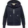 Kapuzensweatjacke RAGWEAR "Taila", Damen, Gr. 5XL (50), blau (navy), Sweatware, Material: 70% Baumwolle, 30% Polyester, casual, weit hüftlang, tiefer Rundhals, Sweatjacken, modische Damen Sweatjacke mit Kapuze