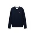 TOM TAILOR Herren Sweatshirt mit Stickerei, blau, Uni, Gr. XXL