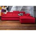 Ecksofa EXXPO - SOFA FASHION "Salerno, klassisch modernes Funktionssofa, hoher Sitzkomfort, L-Form", rot, B:280cm H:77cm T:170cm, Microfaser-Primabelle (100% Polyester), NaturLEDER, Kunstleder, Lederfaserstoff, Luxus-Microfaser Lederoptik, Sofas, inkl. Kopf- und Armteilverstellung, wahlweise mit Bettfunktion