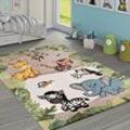 Kinderteppich PACO HOME "Diamond 644" Teppiche Gr. B/L: 200 cm x 290 cm, 18 mm, 1 St., beige Kinder 3D-Design, Motiv Dschungel Tiere, Kinderzimmer