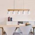 Pendelleuchte Esstisch Hängelampe Weiß - Esstischlampe Esszimmer Pendellampe Holz Modern Hängeleuchte E27 Küche 5 Flammig Weiß Esszimmerlampe für