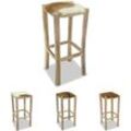 Barhocker Echtleder und Teak Massivholz - Barhocker - Braun - The Living Store