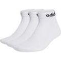 adidas Unisex Quarter Socken, 3er Pack - Linear Cushioned Ankle, Logo, gepolstert, einfarbig Weiß 43-45