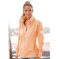 Sweatjacke ELBSAND "Alvis", Damen, Gr. L (40), orange (pfirsich), angeraute Sweatware, Obermaterial: 95% Baumwolle, 5% Elasthan, unifarben, casual, figurumspielend hüftlang, Langarm, Sweatjacken, mit Logodruck am Kragen, bequeme Freizeitjacke