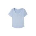 TOM TAILOR DENIM Damen T-Shirt aus Ripp, blau, Uni, Gr. XL