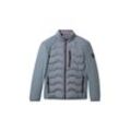 TOM TAILOR Herren Hybrid Jacke mit Stehkragen, blau, Uni, Gr. XL