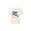 TOM TAILOR Jungen UV-Print T-Shirt mit Bio-Baumwolle, weiß, Print, Gr. 128/134