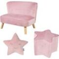 Kindersitzgruppe ROBA "Lil Sofa" Sitzmöbel-Sets Gr. Samt, bunt (rosa, mauve) Kinder bestehend aus Kindersofa, Kinderhocker und Dekokissen in Sternform