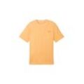 TOM TAILOR Herren T-Shirt mit Leinenanteil, orange, Uni, Gr. M