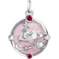 Ketten-Anhänger THOMAS SABO "rosa mit Herzplaneten und Steinen, PE959-340-9" Schmuckanhänger Gr. Silber 925 (Sterlingsilber), 9,27 g, rosa (silberfarben, rosa, rot, blau, weiß, lila, lila) Damen mit Glas-Keramik Stein, Korund (synth.), Zirkonia (synth.)