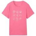 TOM TAILOR Damen T-Shirt mit Print, rosa, Print, Gr. M