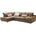 Ecksofa SET ONE BY MUSTERRING "SO 1200 inkl. Sitztiefen- & Rückenverstellung für hohen Sitzkomfort", braun (hellbraun gdu 4), B:292cm H:89cm T:212cm, 100% Polyester, Sofas, wahlweise mit Bettfunktion, L-Form