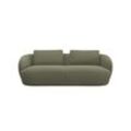 3-Sitzer FLEXLUX "Torino, rund, Couch, Dreisitzer", grün (moss), B:217cm H:85cm T:102cm, 100% Polyester, Sofas, Modernes, organisches Sofa-Design, Kaltschaum, Wellenunterfederung