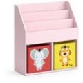 Kinderregal Luigi, Rosa, 72 x 79 cm mit 2 Faltboxen (Elefant, Tiger) Vicco