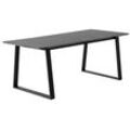 Esstisch HAMMEL FURNITURE "Meza Designtisch mit Auszugsfunktion und 2 Einlegeplatten", grau (graphit, schwarz), B:210cm H:73,5cm T:100cm, Tischplatte: Graphit nanobehandeltes Fenix-Laminat (schwarzer Rand), Gestell: Pulverbeschichtetes schwarzes Metall, RAL9005 matt, Mit nanobehandeltem Laminat, einer matten, seidigen Oberfläche, die Fingerabdrücke abweist und langlebig und hygienisch ist, Mit nan