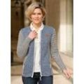 Strickjacke CASUAL LOOKS Gr. 40, blau (grau, rauchblau, meliert), Damen, 48% Polyacryl, 40% Baumwolle, 12% Wolle, gemustert, mehrfarbig, Strickjacken