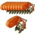 10x Profi Ratschen Spanngurt Spanngurte Zurrgurt 1-tlg 6m 2t 2to 2000kg TÜV/GS ORANGE