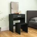 Isla Dressing Table & Mirror Set 1 Drawer Stool Vanity Table, Black