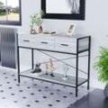 Brooklyn 3 Drawer Console Table Hallway Living Room Shelf Display Iron Legs, Grey