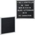 2 x Letterboard, 145 Buchstaben, Zahlen, Sonderzeichen, 30x30 cm, Buchstabentafel zum Stecken, Kunststoff, silber